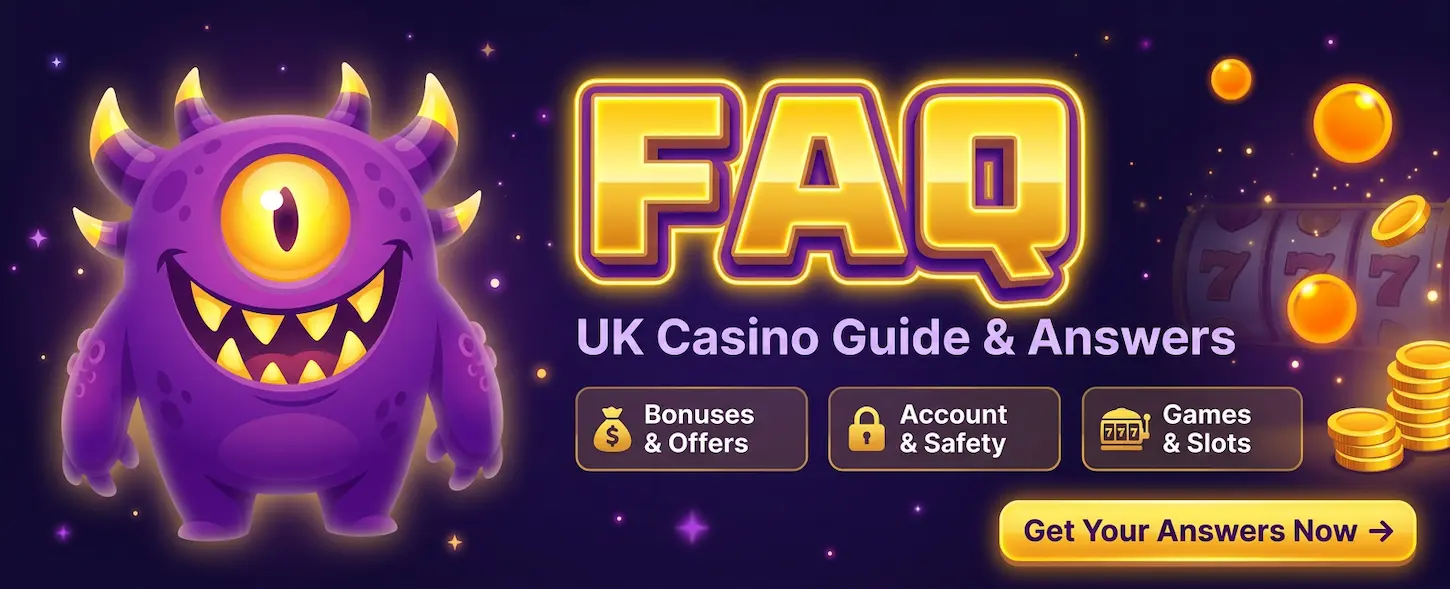 SlotMonster Casino UK FAQ guide covering bonuses, account safety, and slots for British players.
